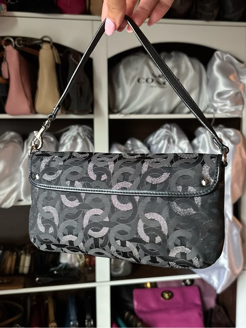 ⛓️‍💥⛓️Y2K COACH Kristin Optic Chainlink Art Large Wristlet Mini Bag⛓️⛓️‍💥